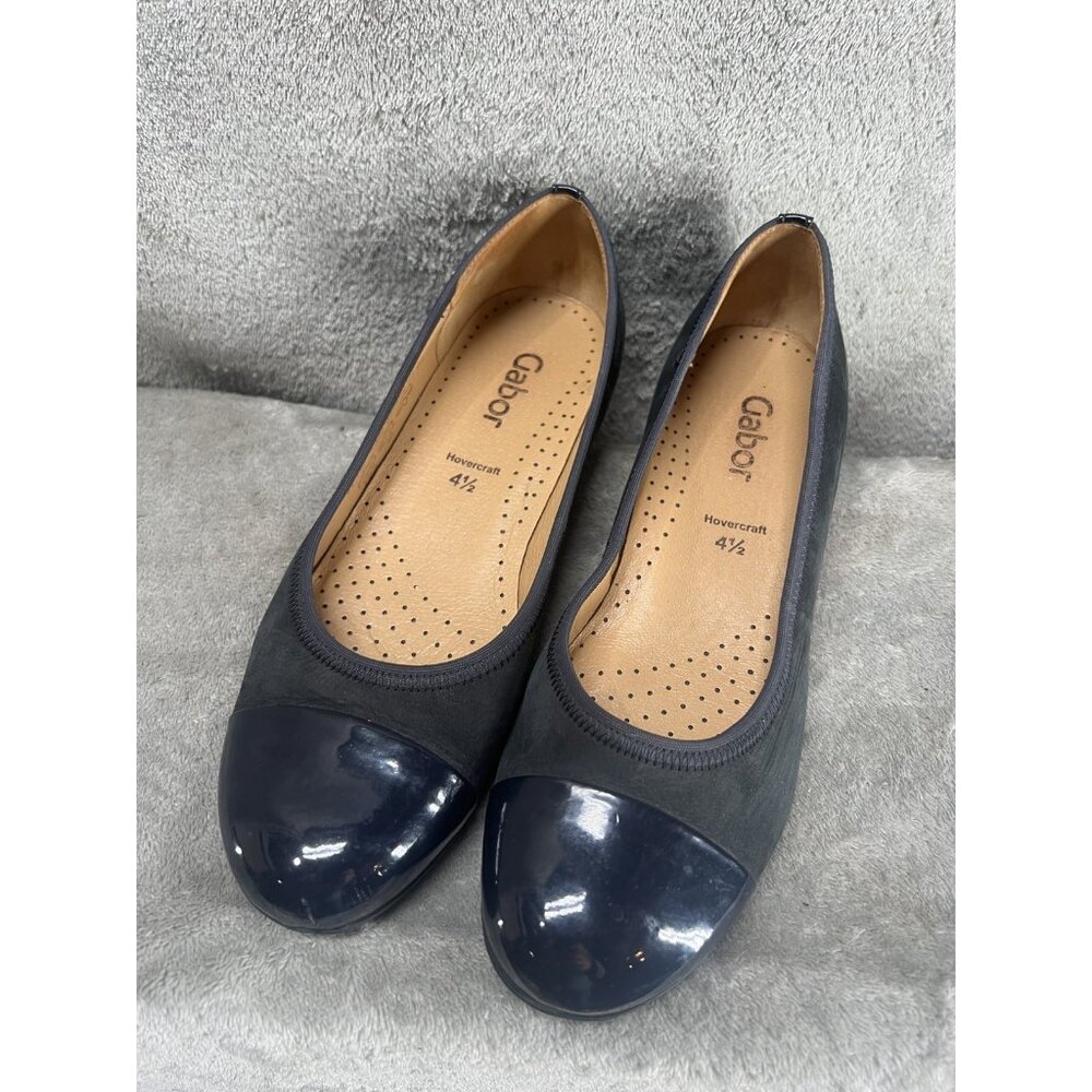 Gabor Hovercraft Women’s US 7 UK 4.5 Slip On Ballet Flats Navy Leather Cap Toe
